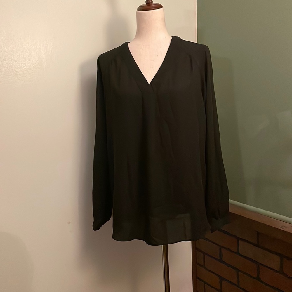 Belle by Kim Gravel Black V-Neck Long Sleeve Blouse